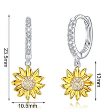 Load image into Gallery viewer, You Are My Sunshine Sunflower Dangle Earrings